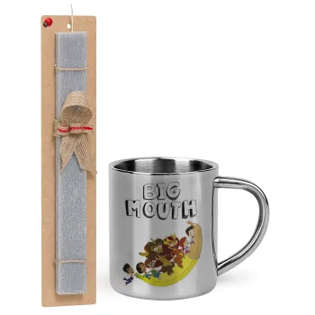 Big mouth, Πασχαλινή Λαμπάδα με μεταλλική κούπα θερμό (300ml) & κερί αρωματικό πλακέ (30cm) (ΓΚΡΙ)