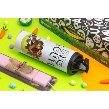 Big mouth, Πασχαλινή Λαμπάδα με Travel Tumbler θερμό με διπλό καπάκι (600ml, BPA free) & κερί αρωματικό πλακέ (30cm) (ΡΟΖ)