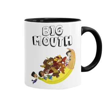 Big mouth, Κούπα χρωματιστή μαύρη, κεραμική, 330ml
