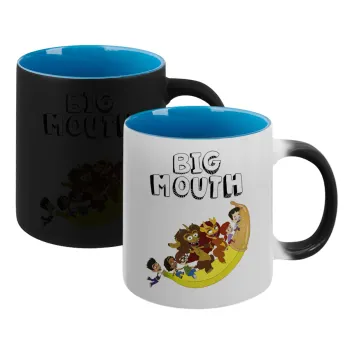 Big mouth, Κούπα Μαγική εσωτερικό μπλε, κεραμική 330ml που αλλάζει χρώμα με το ζεστό ρόφημα