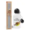 Easter Set, metallic aluminum water bottle (500ml) & aromatic flat Easter candle (30cm) (GRAY)
