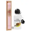 Easter Set, metallic aluminum bottle (500ml) & aromatic flat Easter candle (30cm) (PINK)