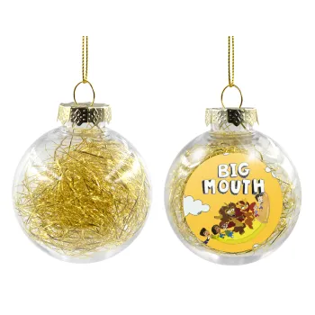 Big mouth, Transparent Christmas tree ball ornament with gold filling 8cm