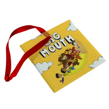 Big mouth, Christmas ornament, glass square ornament 9x9cm