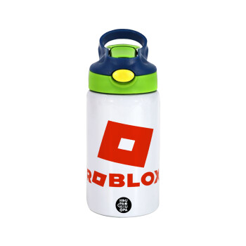 Roblox red, Παιδικό παγούρι θερμό, ανοξείδωτο, με καλαμάκι ασφαλείας, πράσινο/μπλε (350ml)