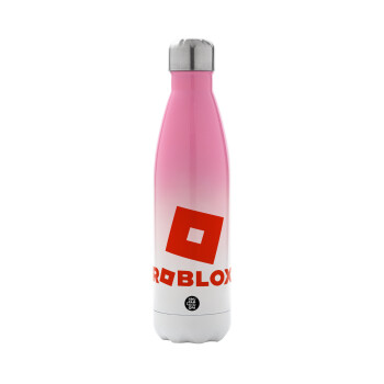 Roblox red, Μεταλλικό παγούρι θερμός Ροζ/Λευκό (Stainless steel), διπλού τοιχώματος, 500ml