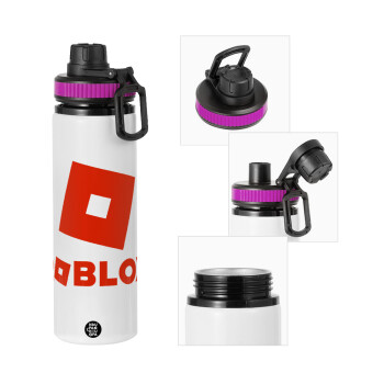 Roblox red, Metallic water bottle with safety lid, 850ml aluminum