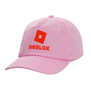 Roblox red, Καπέλο παιδικό casual μπειζμπολ, 100% Βαμβακερό Twill, ΡΟΖ (ΒΑΜΒΑΚΕΡΟ, ΠΑΙΔΙΚΟ, ONE SIZE)