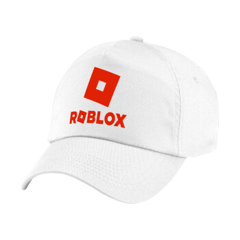 Roblox red, Καπέλο παιδικό Baseball, 100% Βαμβακερό Twill, Λευκό (ΒΑΜΒΑΚΕΡΟ, ΠΑΙΔΙΚΟ, UNISEX, ONE SIZE)