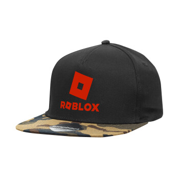 Roblox red, Καπέλο Ενηλίκων Flat Snapback Μαύρο/Παραλαγή, (100% ΒΑΜΒΑΚΕΡΟ, ΕΝΗΛΙΚΩΝ, UNISEX, ONE SIZE)