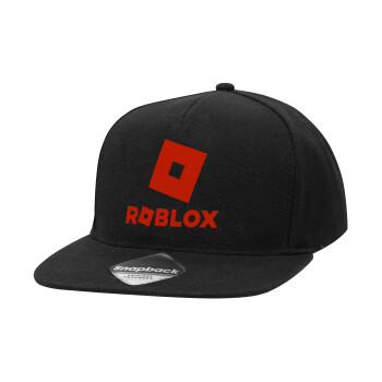 Roblox red, Καπέλο Ενηλίκων Flat Snapback Μαύρο, (100% ΒΑΜΒΑΚΕΡΟ TWILL, ΕΝΗΛΙΚΩΝ, UNISEX, ONE SIZE)