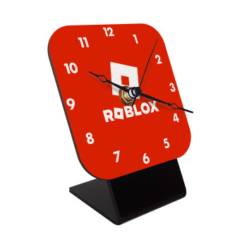 Roblox red, Quartz Wooden table clock with hands (10cm)