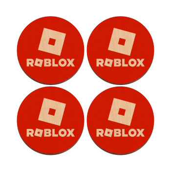 Roblox red, ΣΕΤ x4 Σουβέρ ξύλινα στρογγυλά plywood (9cm)