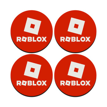 Roblox red, SET of 4 round wooden coasters (9cm)