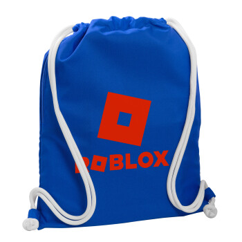Roblox red, Τσάντα πλάτης πουγκί GYMBAG Μπλε, με τσέπη (40x48cm) & χονδρά κορδόνια