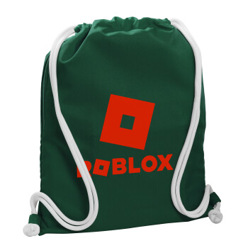 Roblox red, Τσάντα πλάτης πουγκί GYMBAG BOTTLE GREEN, με τσέπη (40x48cm) & χονδρά λευκά κορδόνια