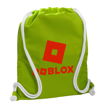 Roblox red, Τσάντα πλάτης πουγκί GYMBAG LIME GREEN, με τσέπη (40x48cm) & χονδρά κορδόνια
