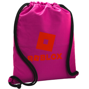 Roblox red, Backpack pouch GYMBAG Fuchsia, with pocket (40x48cm) & thick cords
