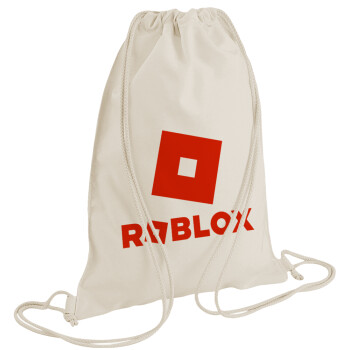 Roblox red, Τσάντα πλάτης πουγκί GYMBAG natural (28x40cm)