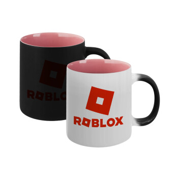 Roblox red, Κούπα Μαγική εσωτερικό ΡΟΖ, κεραμική 330ml που αλλάζει χρώμα με το ζεστό ρόφημα