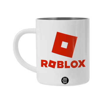 Roblox red, Λευκή Ανοξείδωτη Μεταλλική Κούπα 450ml - Διπλού Τοιχώματος 