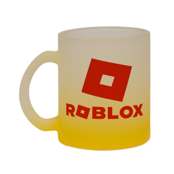 Roblox red, Κούπα γυάλινη δίχρωμη με βάση το κίτρινο ματ, 330ml