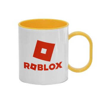 Roblox red, Κούπα (πλαστική) (BPA-FREE) Polymer Κίτρινη για παιδιά, 330ml