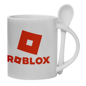 Roblox red, Ceramic coffee mug with Spoon, 330ml (1pcs)