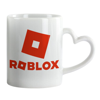 Roblox red, Κούπα καρδιά χερούλι λευκή, κεραμική, 330ml