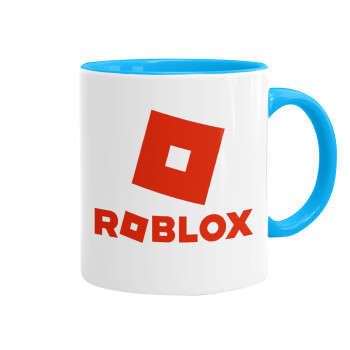 Roblox red, Mug colored light blue, ceramic, 330ml