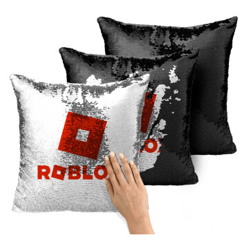 Roblox red, Μαξιλάρι καναπέ Μαγικό Μαύρο με πούλιες 40x40cm περιέχεται το γέμισμα