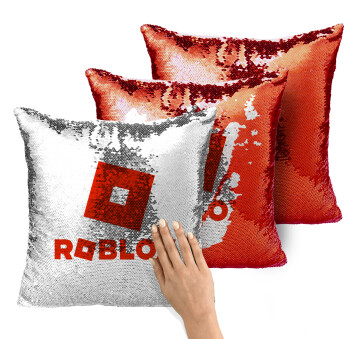 Roblox red, Μαξιλάρι καναπέ Μαγικό Κόκκινο με πούλιες 40x40cm περιέχεται το γέμισμα