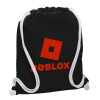 Backpack pouch GYMBAG Black, with pocket (40x48cm) & thick white cords