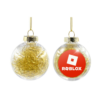 Roblox red, Χριστουγεννιάτικη μπάλα δένδρου διάφανη με χρυσό γέμισμα 8cm
