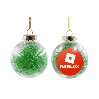 Roblox red, Χριστουγεννιάτικη μπάλα δένδρου διάφανη με πράσινο γέμισμα 8cm