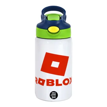 Roblox red, Παιδικό παγούρι θερμό, ανοξείδωτο, με καλαμάκι ασφαλείας, πράσινο/μπλε (350ml)
