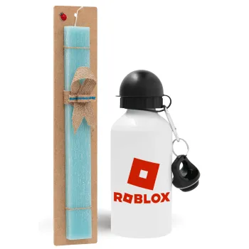 Roblox red, Πασχαλινή Λαμπάδα με παγούρι μεταλλικό αλουμινίου (500ml) & λαμπάδα αρωματική πλακέ (30cm) (ΤΙΡΚΟΥΑΖ)