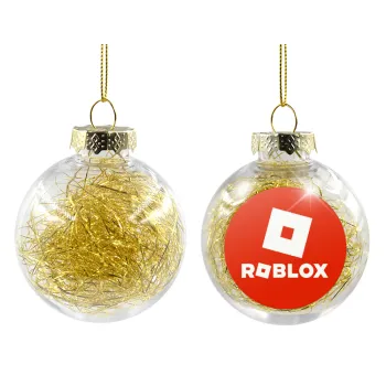 Roblox red, Transparent Christmas tree ball ornament with gold filling 8cm