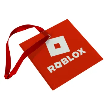 Roblox red, Christmas ornament, glass square ornament 9x9cm
