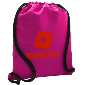 Roblox red, Τσάντα πλάτης πουγκί GYMBAG Φούξια, με τσέπη (40x48cm) & χονδρά κορδόνια