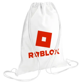 Roblox red, Backpack pouch GYMBAG white (28x40cm)