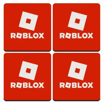 Roblox red, ΣΕΤ 4 Σουβέρ ξύλινα τετράγωνα (9cm)