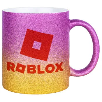Roblox red, Κούπα Χρυσή/Ροζ Glitter, κεραμική, 330ml