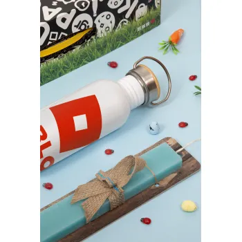 Roblox red, Easter Set, metallic silver aluminum water bottle (500ml) & scented flat Easter candle (30cm) (TURQUOISE)