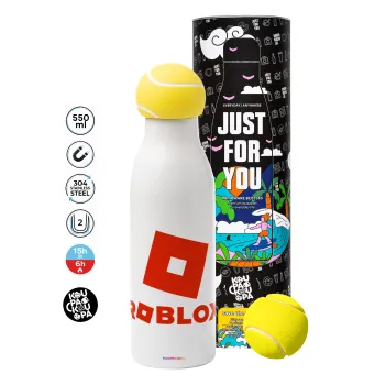 Roblox red, Μπάλα τένις μεταλλικό παγούρι θερμός, διπλού τοιχώματος, 550ml