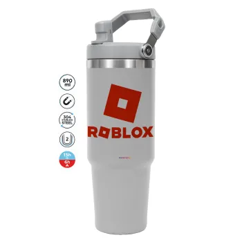 Roblox red, ΓΚΡΙ χρώματος Θερμός Ανοξείδωτο 890ml (30oz) με χερούλι