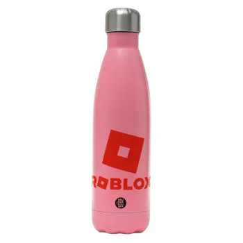 Roblox red, Μεταλλικό παγούρι θερμός Ροζ Ματ (Stainless steel), διπλού τοιχώματος, 500ml