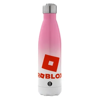 Roblox red, Metal mug thermos Pink/White (Stainless steel), double wall, 500ml