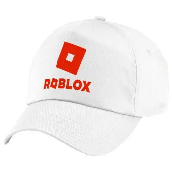 Roblox red, Καπέλο παιδικό Baseball, 100% Βαμβακερό Twill, Λευκό (ΒΑΜΒΑΚΕΡΟ, ΠΑΙΔΙΚΟ, UNISEX, ONE SIZE)