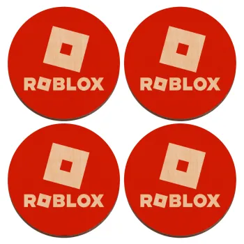 Roblox red, ΣΕΤ x4 Σουβέρ ξύλινα στρογγυλά plywood (9cm)
